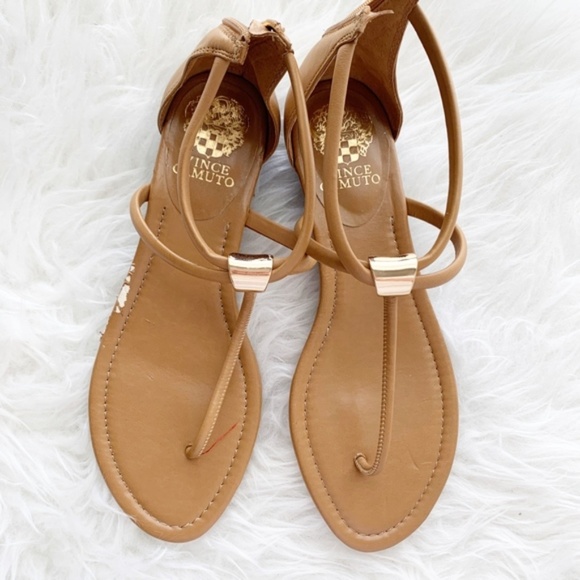 Vince Camuto Shoes - Vince Camuto Tan Leather Sandals Gold Hardware 8M